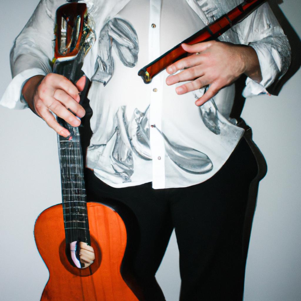 Person playing different tango instruments
