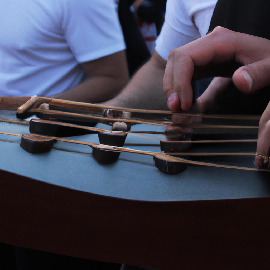 Person playing a musical instrument